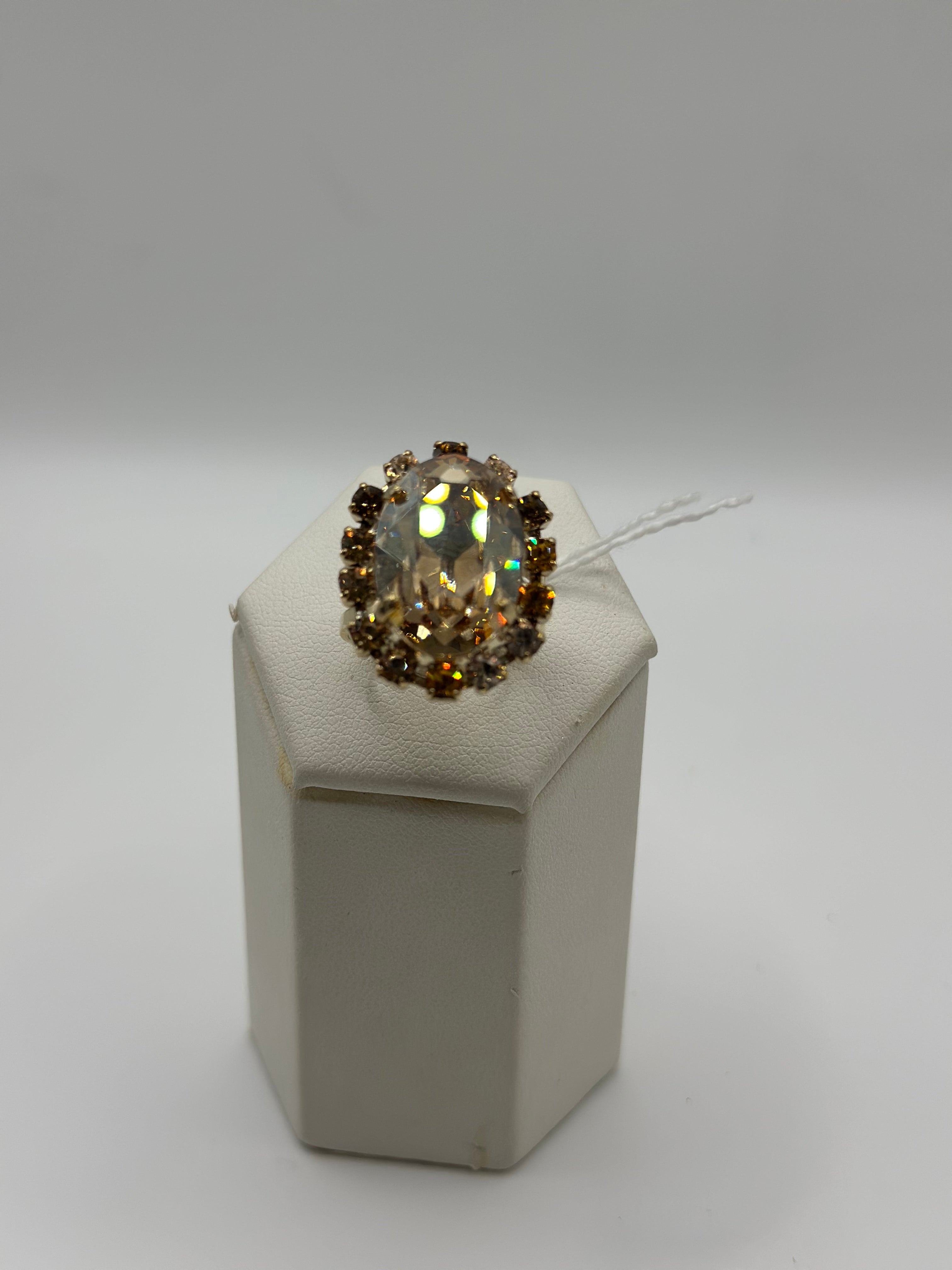 Anello con pietra luce color oro nikel free - Malù