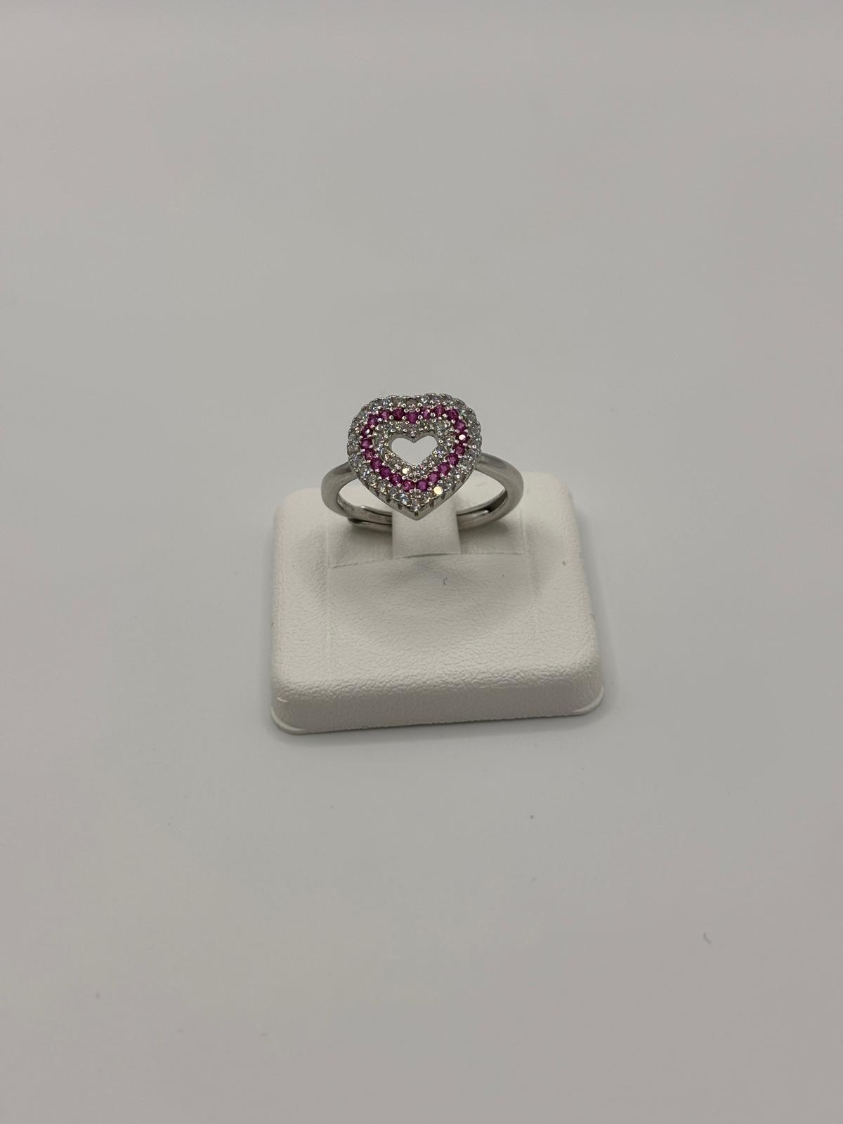 Anello cuore argento e zirconi - Mami