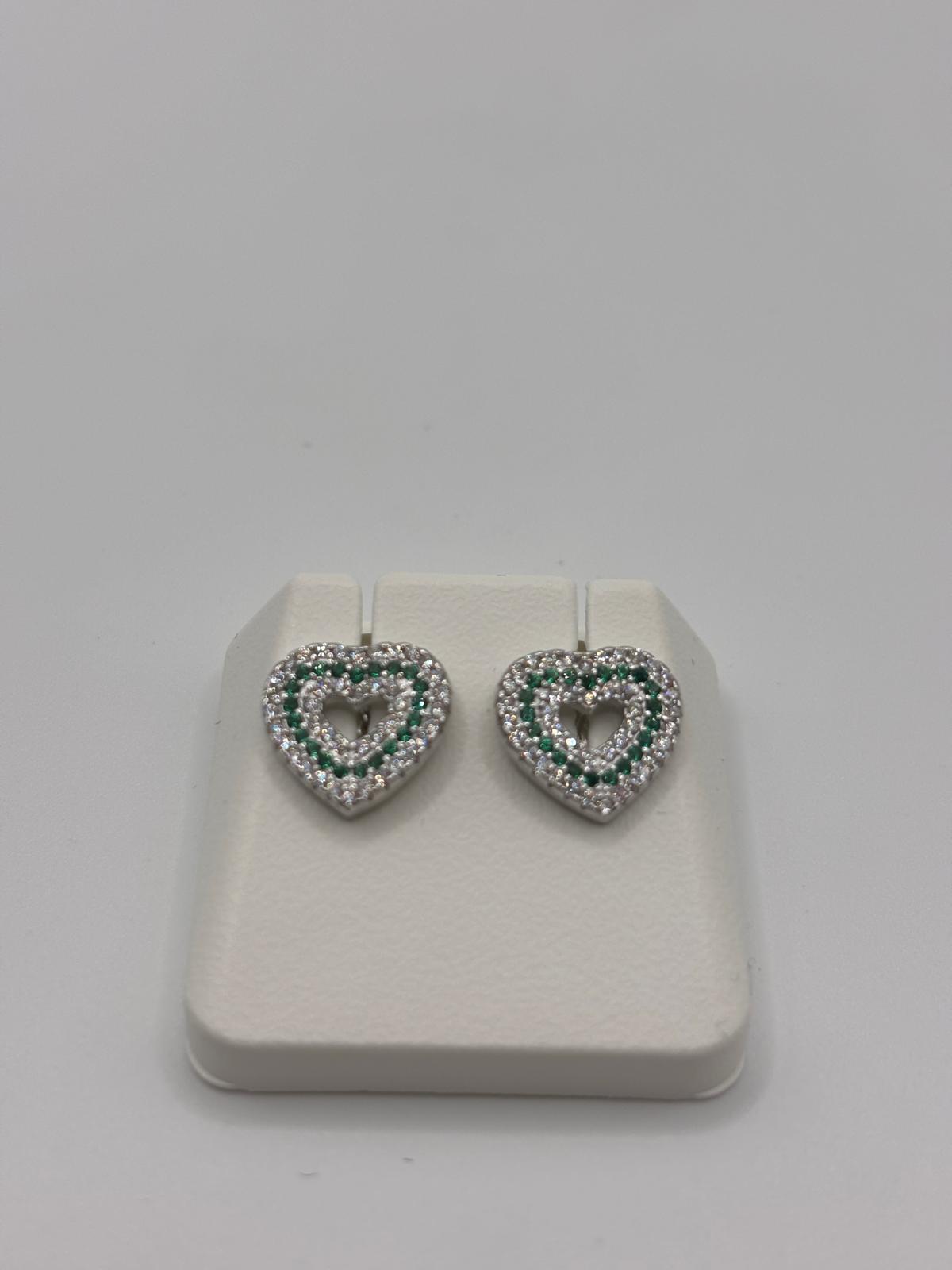 Orecchini cuore argento e zirconi - Mami