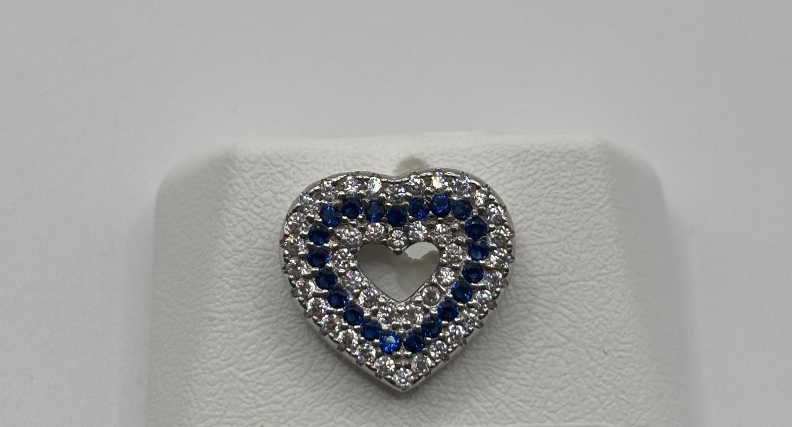 Ciondolo cuore argento e zirconi - Mami