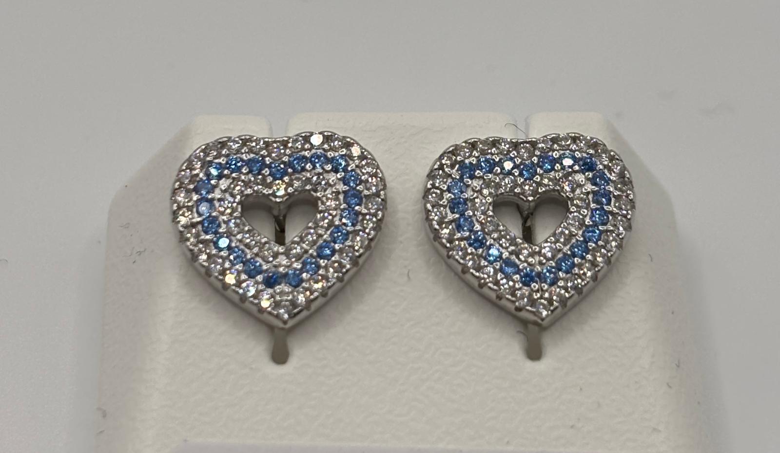 Orecchini cuore argento e zirconi - Mami