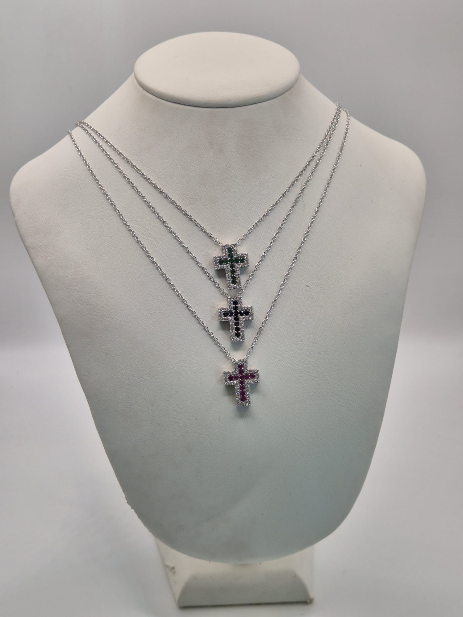 Collana con croce argento e zirconi - Mami