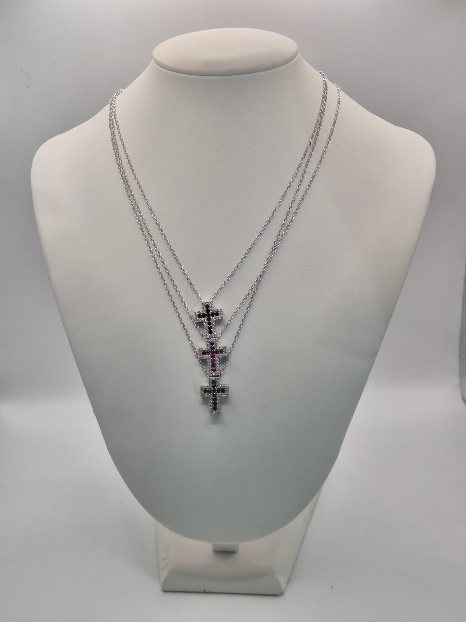 Collana con croce argento e zirconi - Mami