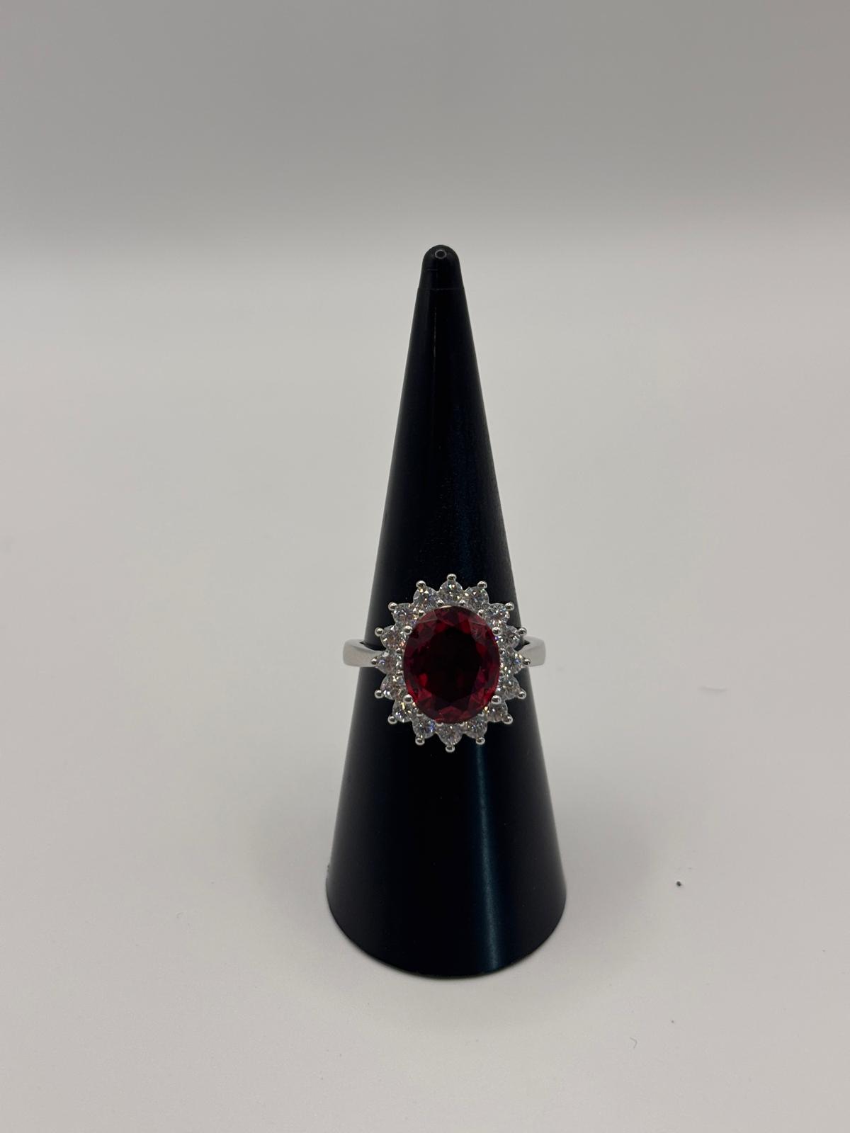 Anello pietra rubino e zirconi - Mami