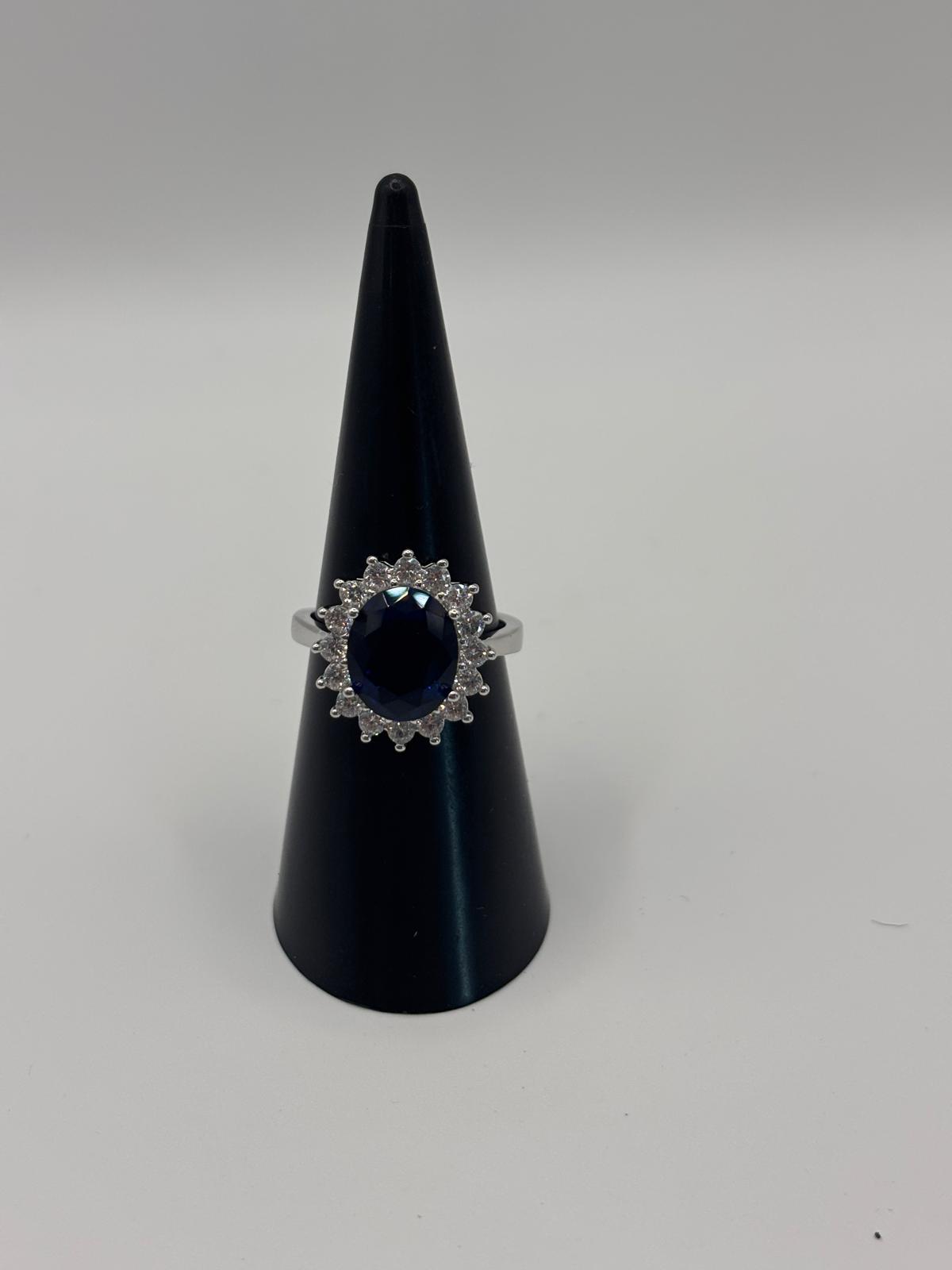 Anello pietra zaffiro e zirconi - Mami