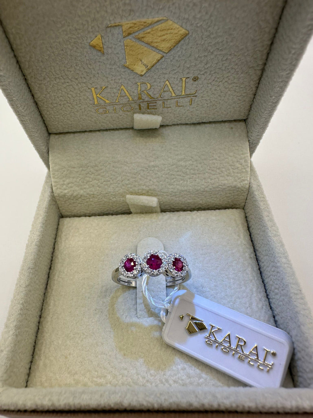 anello trilogy oro con diamanti e rubini- karal