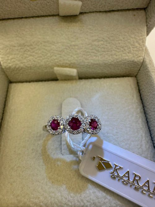 anello trilogy oro con diamanti e rubini- karal