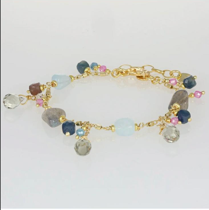 bracciale cindoli acquamarina labradorite zirconi - mille