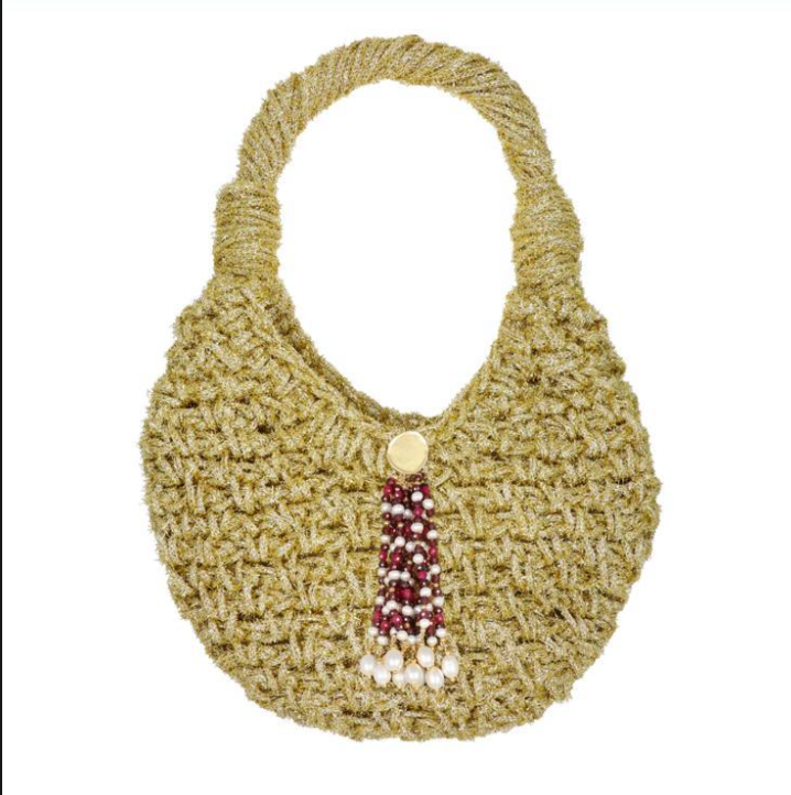 borsa artigianale con nappina perle agata