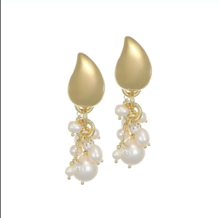 orecchini pendenti con perle d'cqua dolce e zirconi