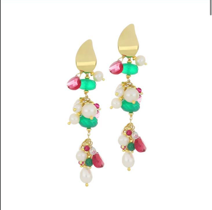 orecchini pendenti eleganti con perle e pietre