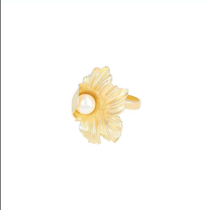 anello a fiore con perle vere