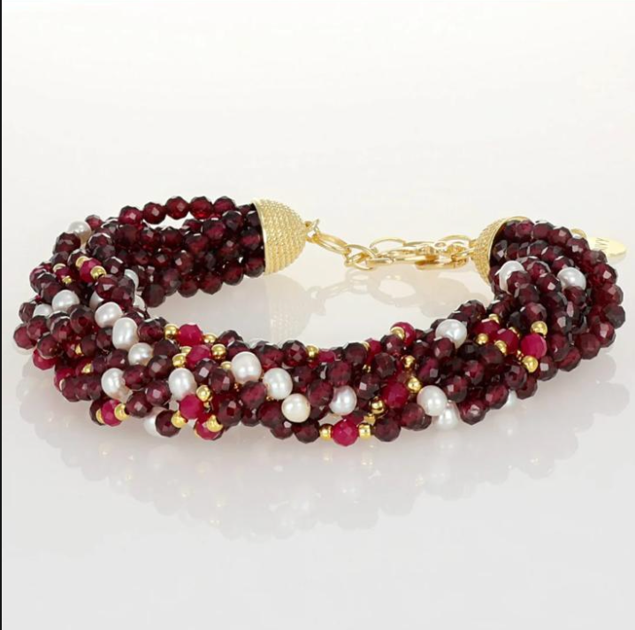bracciale multifilo isadora agata rubino perle