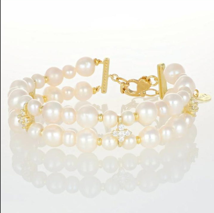 bracciale multistrato onice perle zirconi