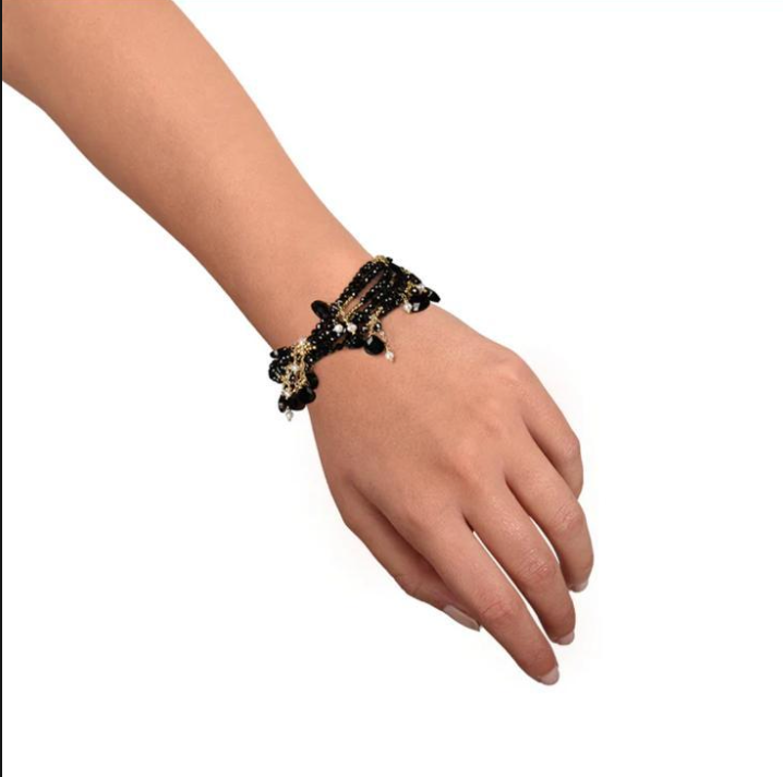 bracciale onice nero e perle