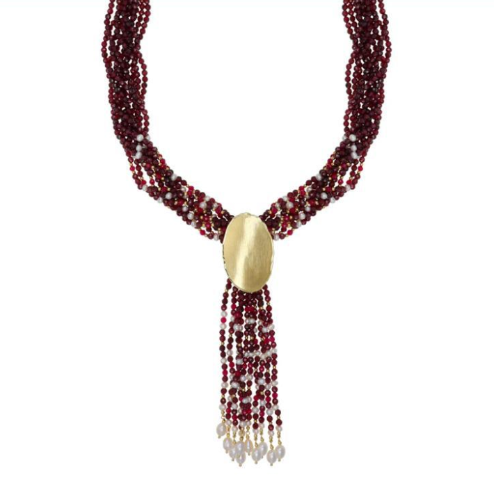 collana nappina agata rubino perle argento 925