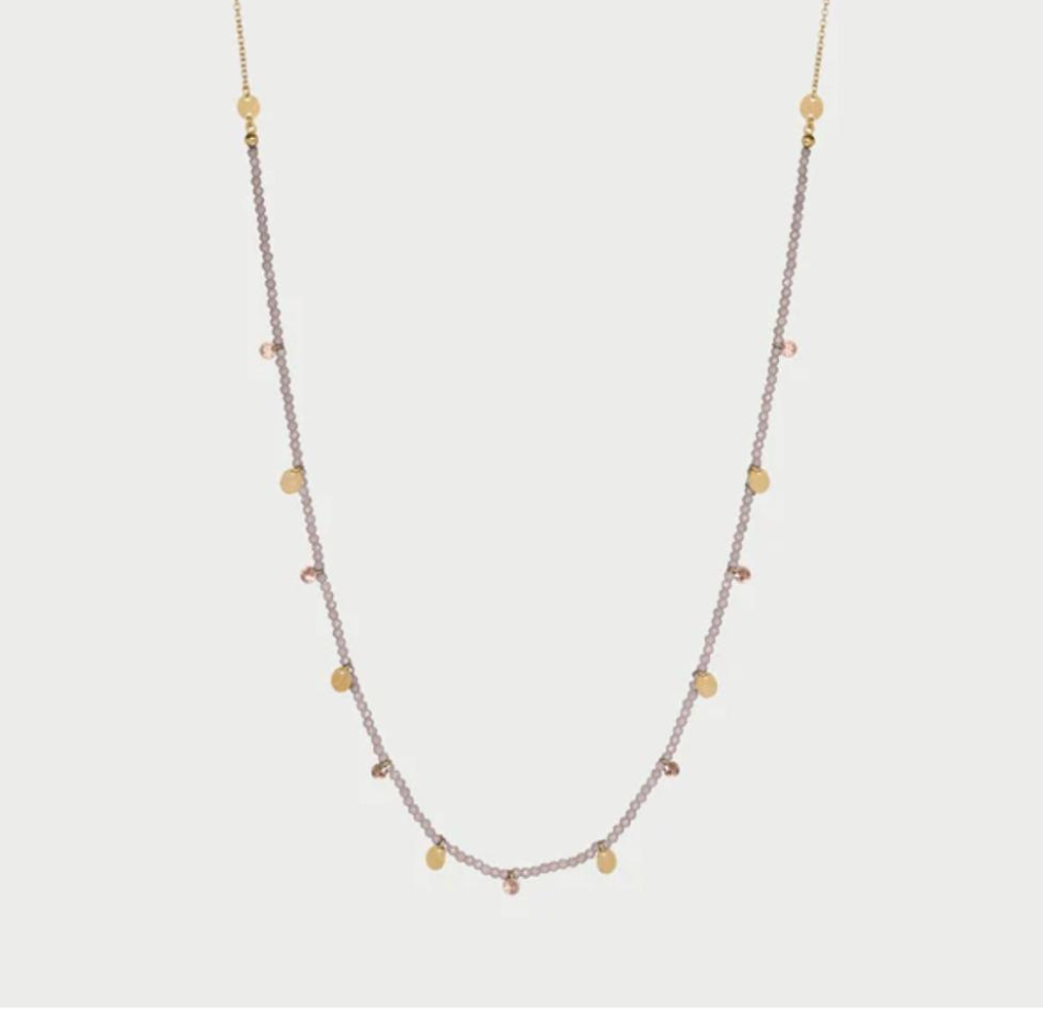 collana con pepite di zirconi milky e medagliette