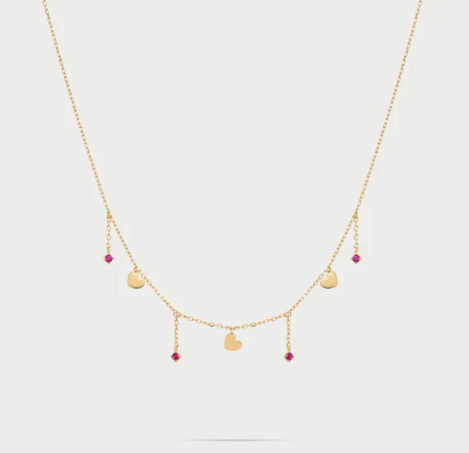 girocollo 3 mini cuori e punti luce line