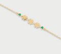 bracciale 3 quadrifogli e punto luce verde