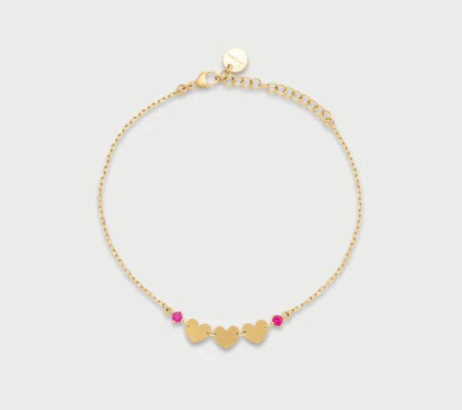 bracciale 3 cuori e punto luce