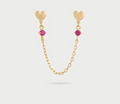 orecchino double lobo catenella cuore con punto luce