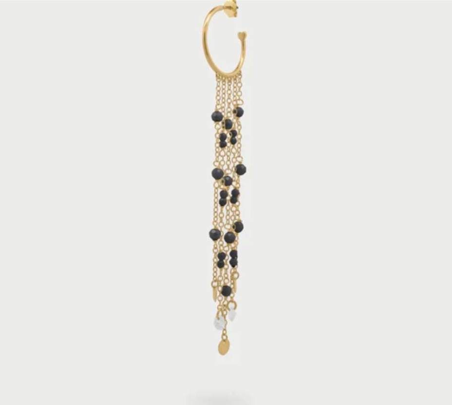 mono orecchino hoop con catene e pendenti