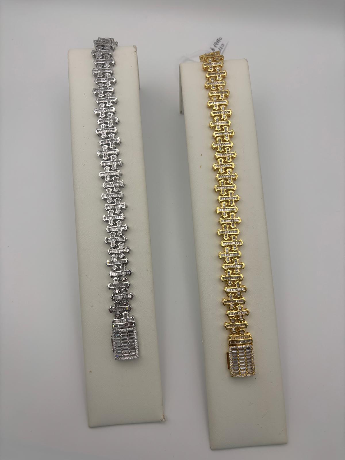 Bracciale maglia con croci con zirconi - Saki