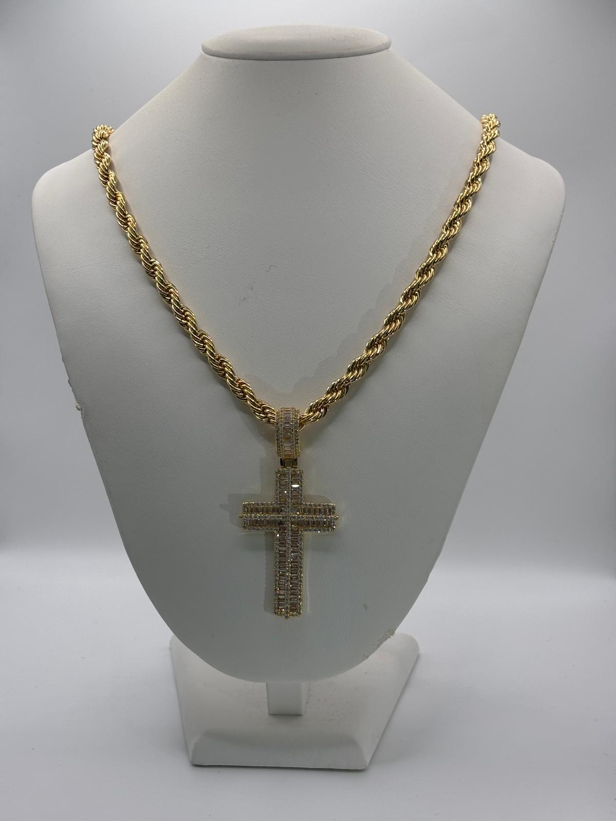 Collana  grumette con croce con zirconi - saki