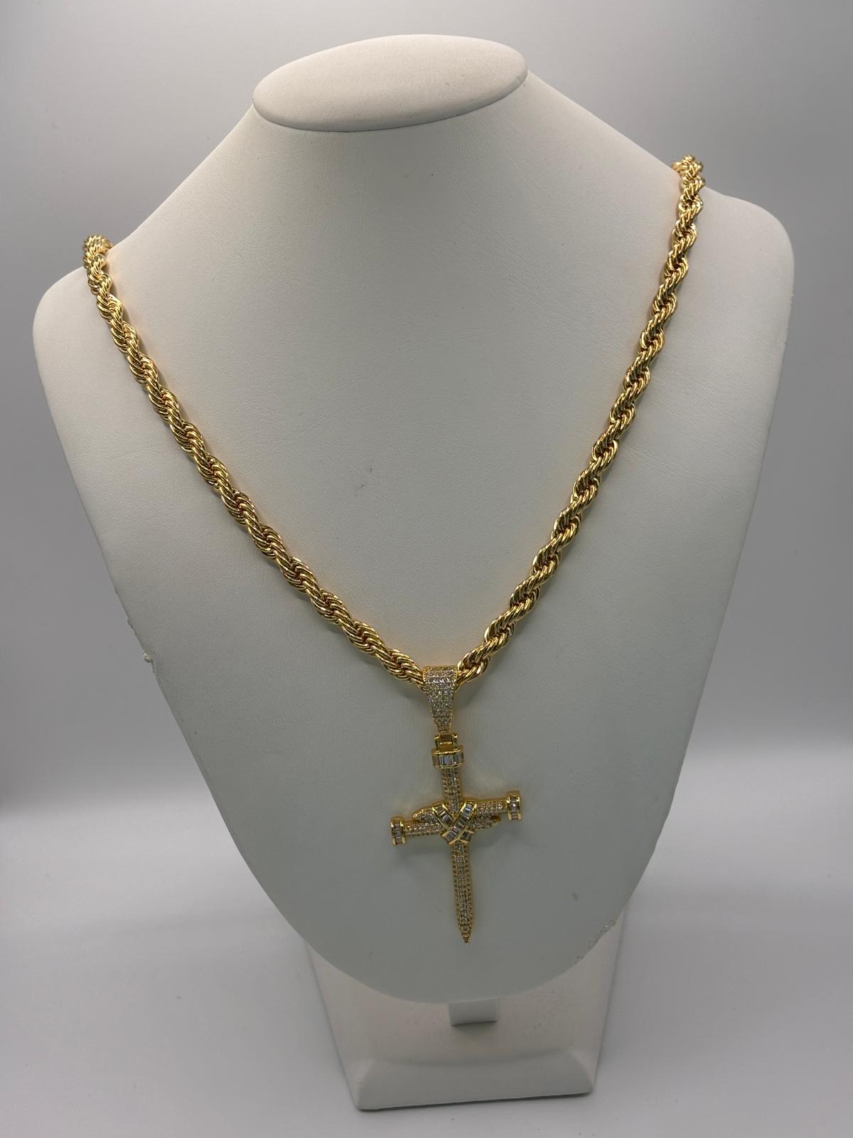 Ciondolo crocifisso chiodi con zirconi - Saki