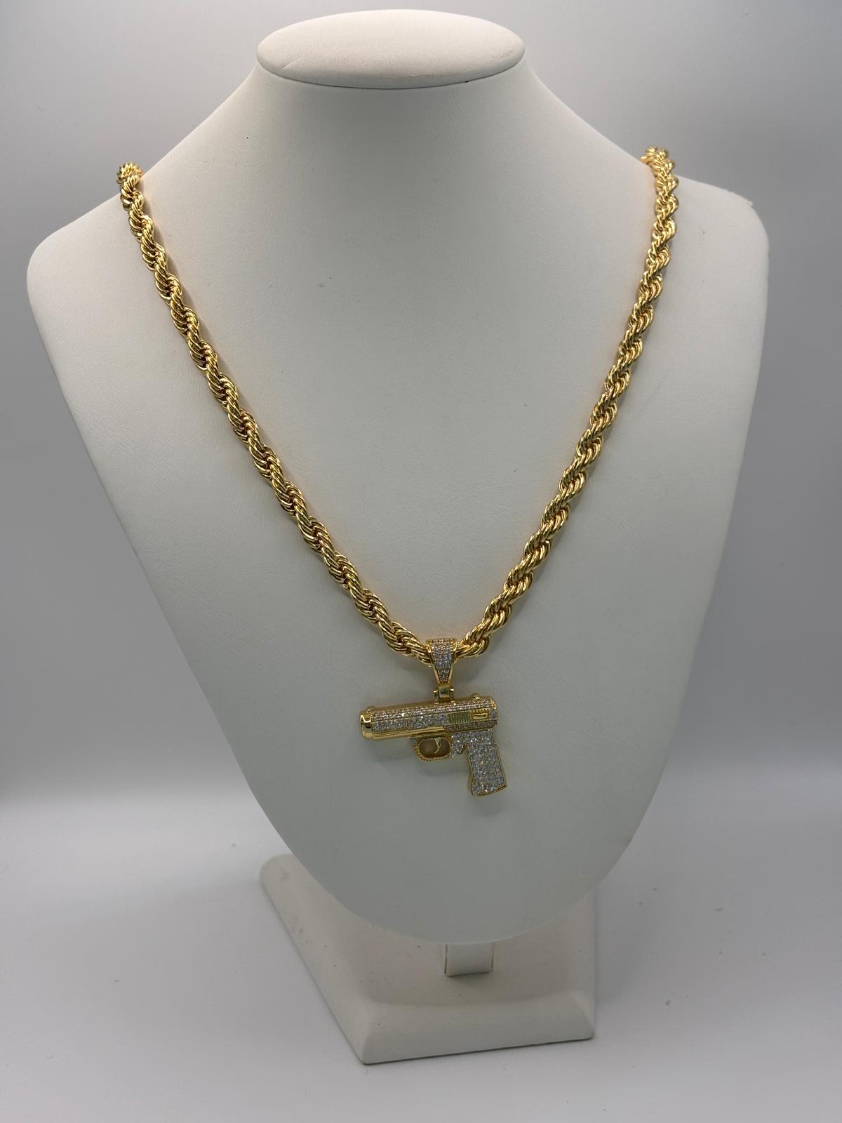 Ciondolo gun con zirconi - Saki