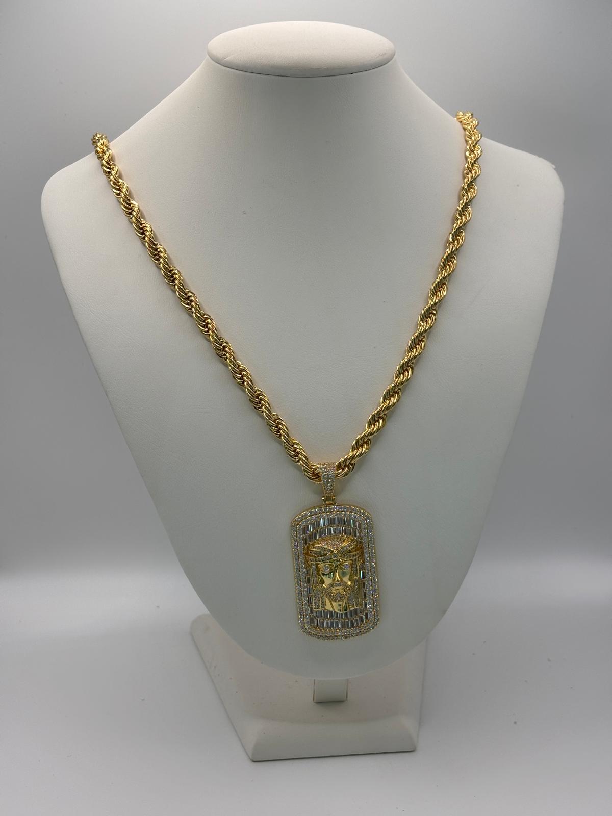 Ciondolo volto santo con zirconi - Saki